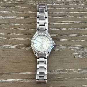 Fossil Women's Silver Crystal-Trim Stainless Steel Watch